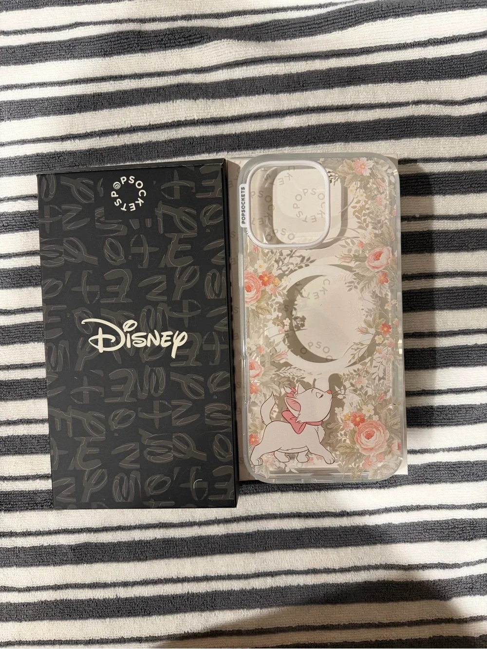 Disney Aristocats Floral Clear Phone Case in Pink and white for iPhone 16 ProMax